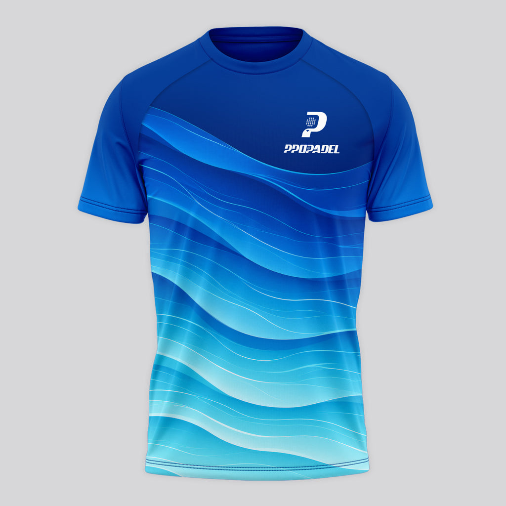 Ondas De Agua Y Degradado Azul Camiseta De Pádel