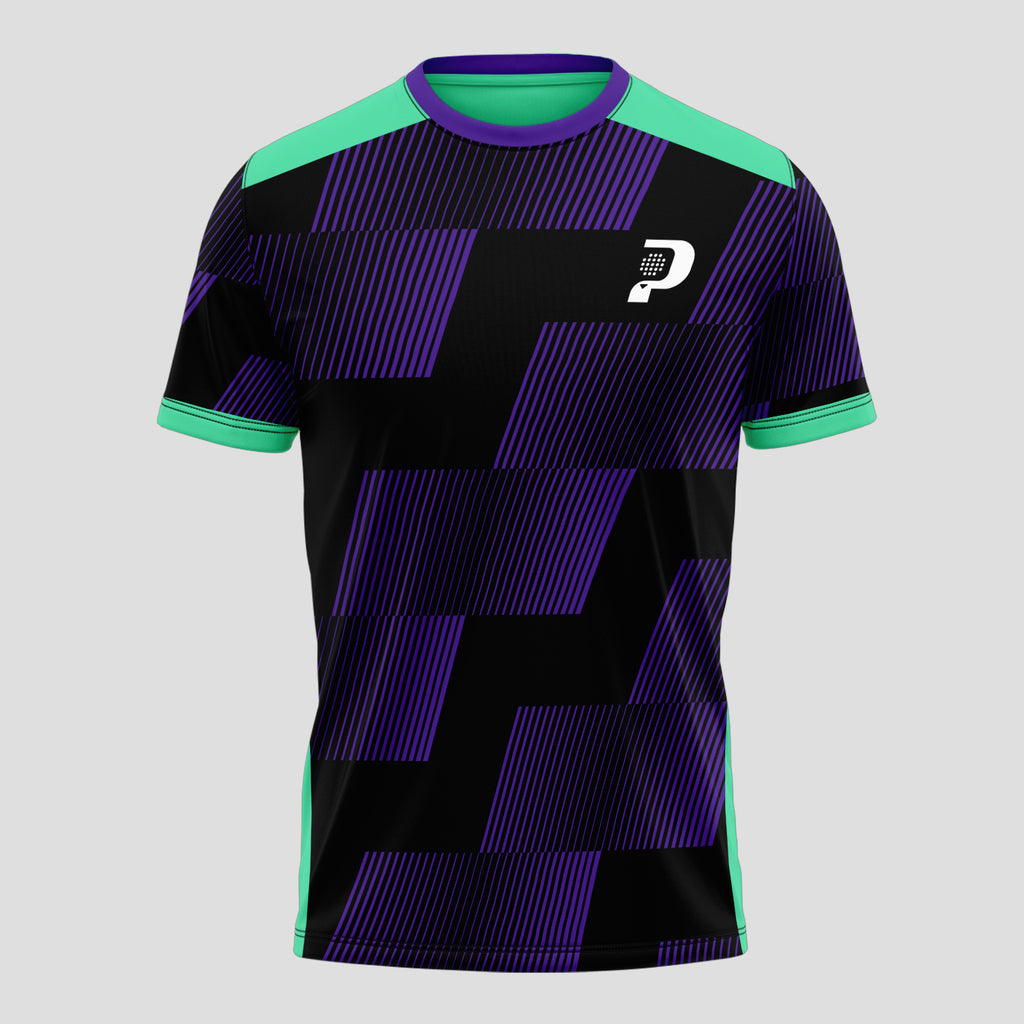 Morado y Verde Menta Geométrico – Camiseta de Pádel