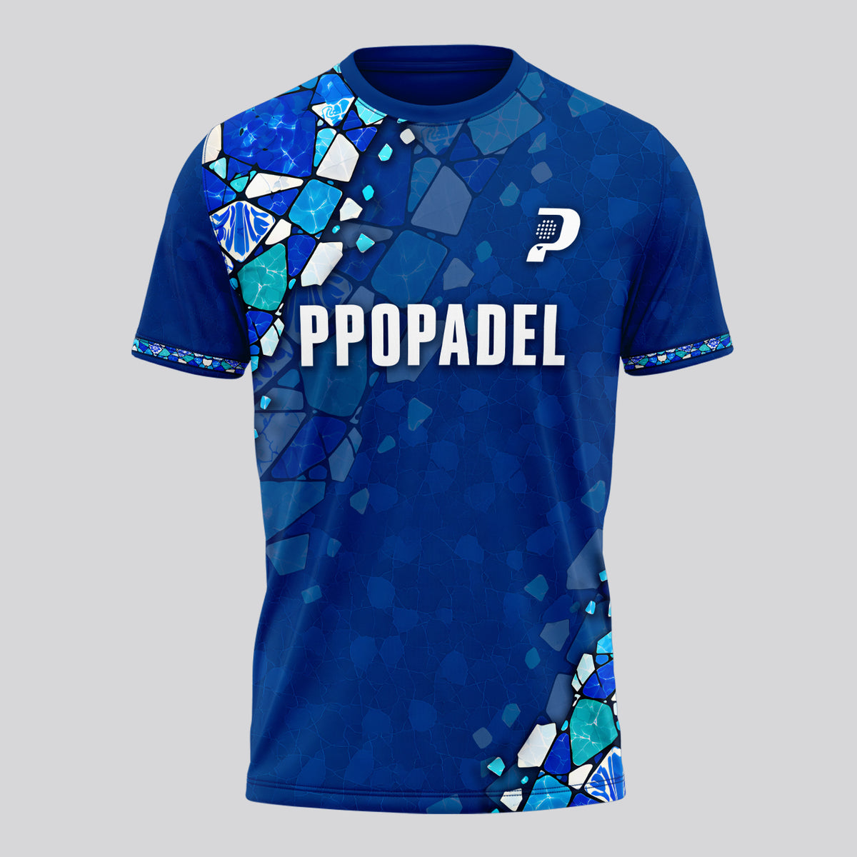Blue Mosaic Pattern Padel T-Shirt