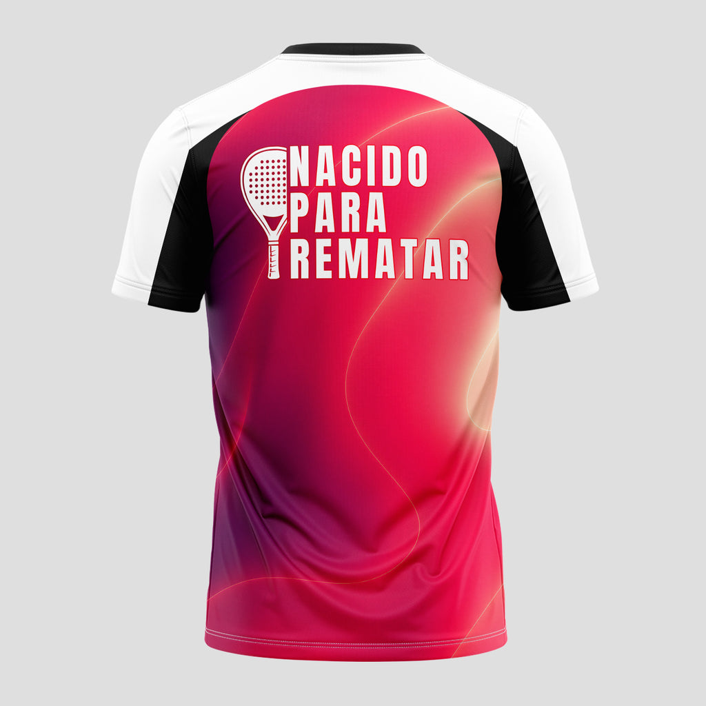 Design Phrase Born to Finish Red Gradient Padel T-Shirt