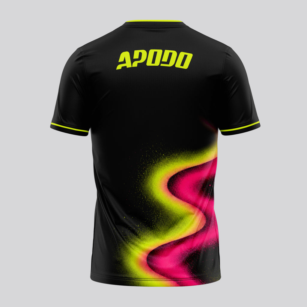 Diseño De Onda Neón Rosa Y Verde Camiseta De Pádel