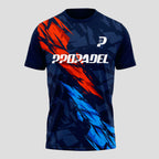 Diseño Fuego Rojo y Azul Marino – Camiseta de Pádel