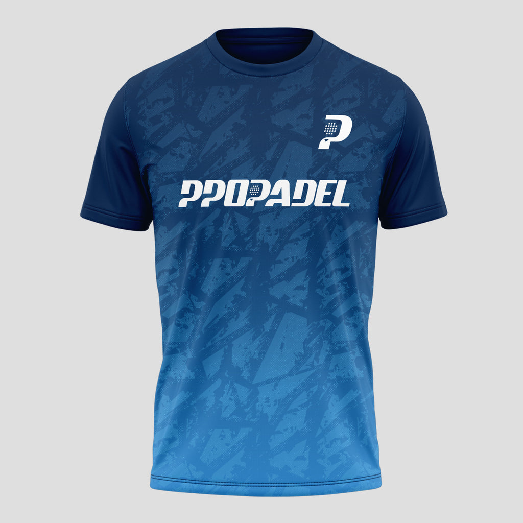Navy Blue Padel T-Shirt With Gradient Print And Logo