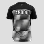 Black with Grey White Geometric Print Padel T-Shirt