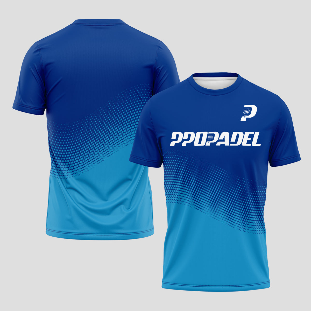 Degradé Blue Halftone Print – Padel T-Shirt