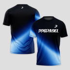 Gradient Blue Black Flash Pattern Featured Padel T-Shirt