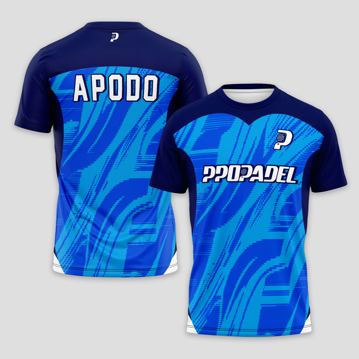 Black With Geometric Pattern And P Padel Logo Padel T-Shirt