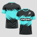 Diseño Dinámico Turquesa y Negro – Camiseta de Pádel