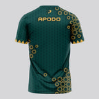 Verde Con Estampado Geométrico Dorado Camiseta De Pádel