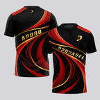 Red and Gold Wave Design Padel T-Shirt