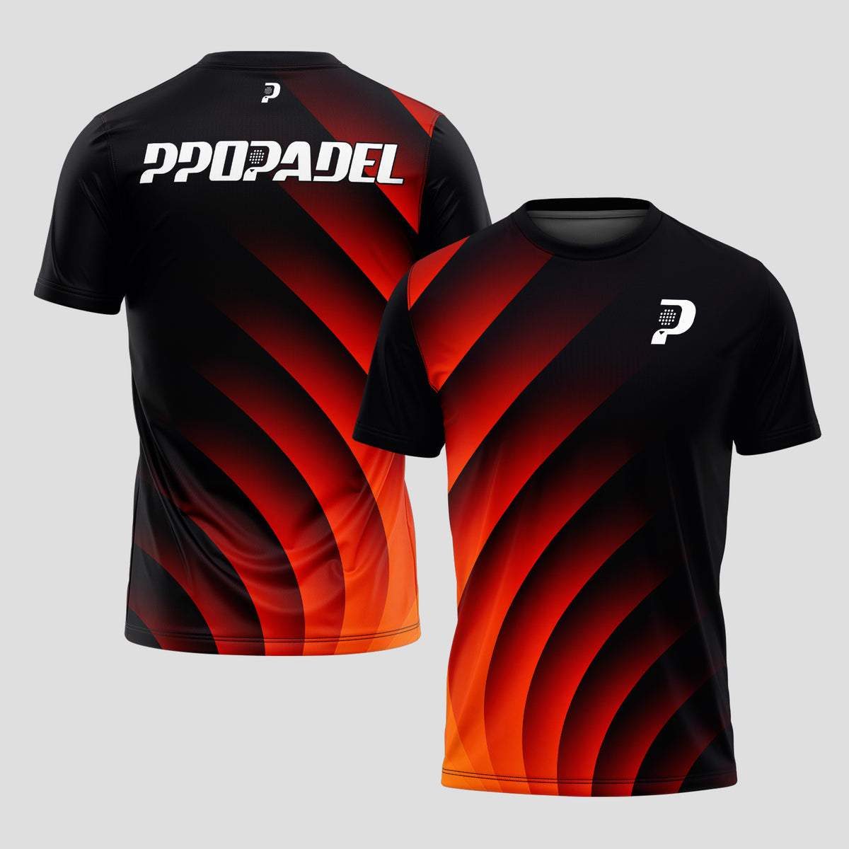 Diseño de Ondas Rojo Naranja Destacado Camiseta de Pádel