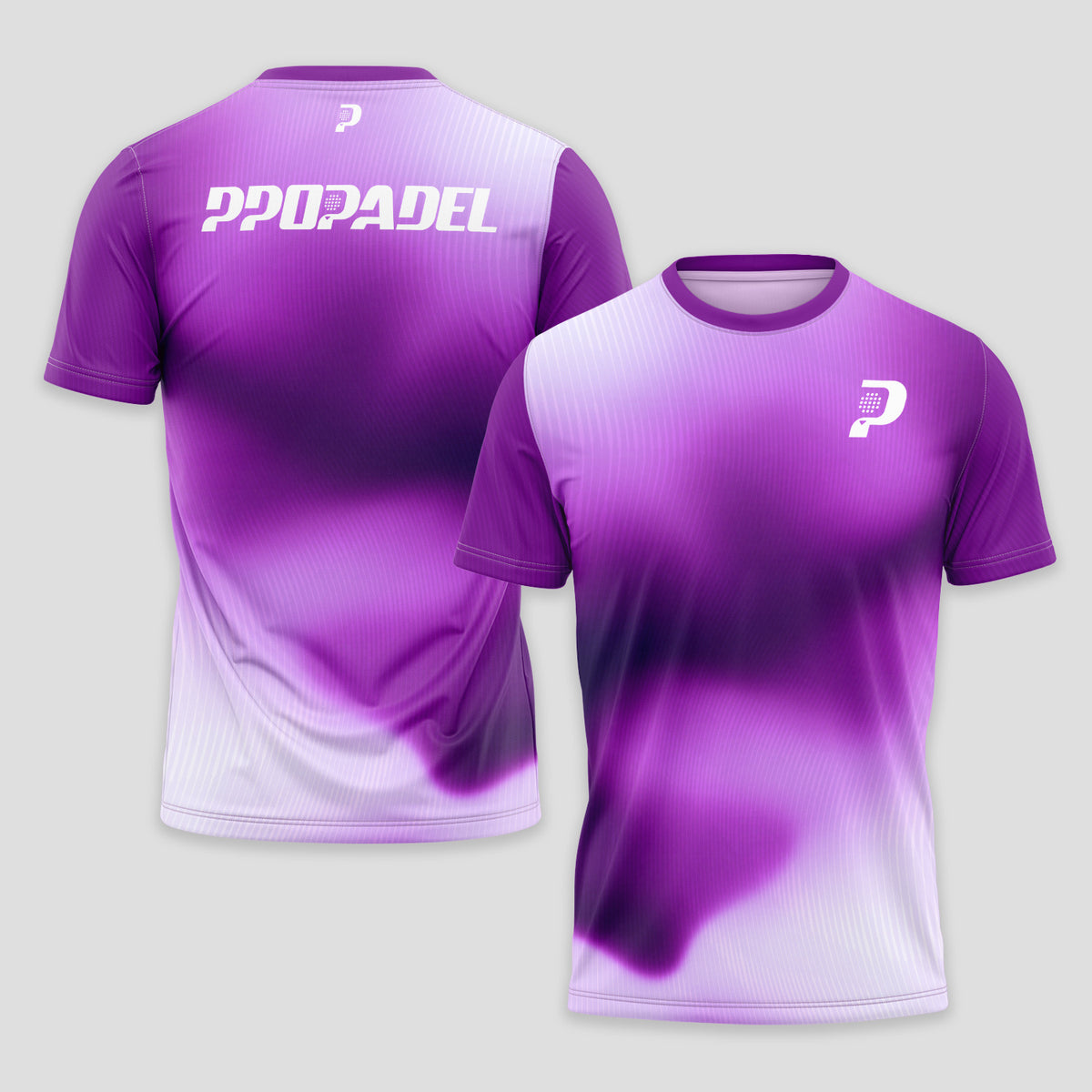 Patrón Degradado Difuminado Violeta Blanco Camiseta de Pádel