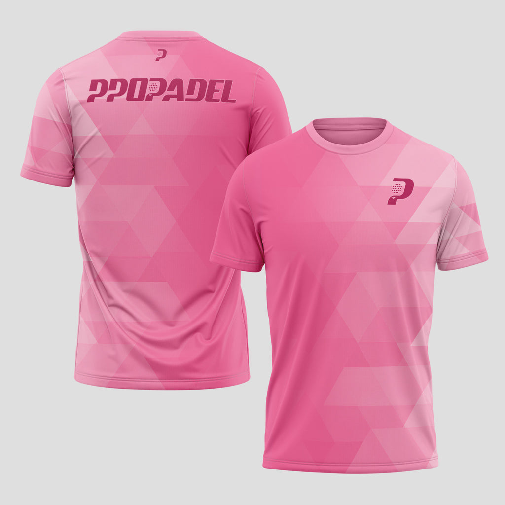 Patrón de Polígonos Rosa Magenta Camiseta de Pádel