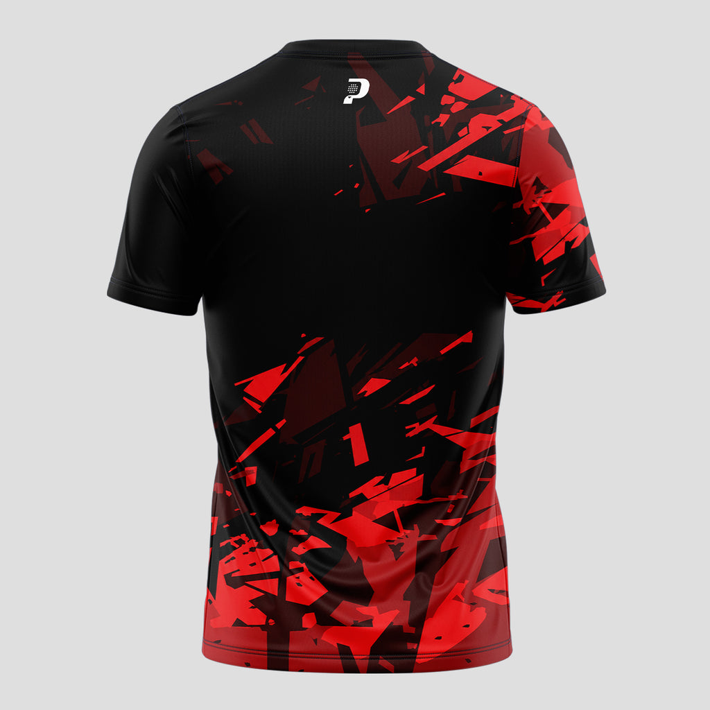 Black Red Abstract Fragments – Padel T-shirt