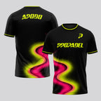 Diseño De Onda Neón Rosa Y Verde Camiseta De Pádel