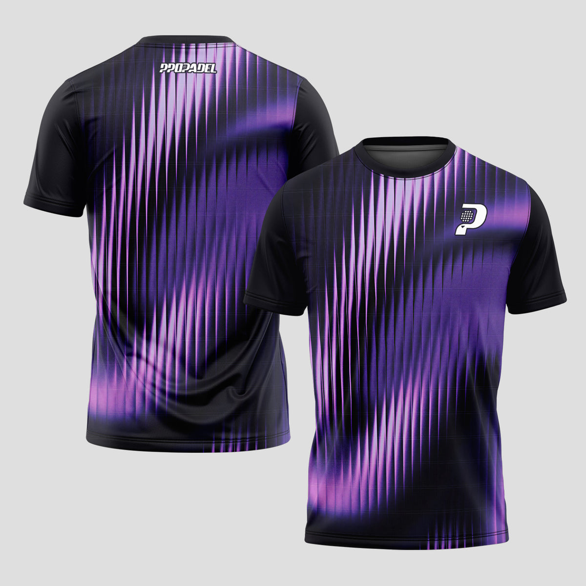 Diseño de Onda Sonora Violeta Negro Moderno Camiseta de Pádel