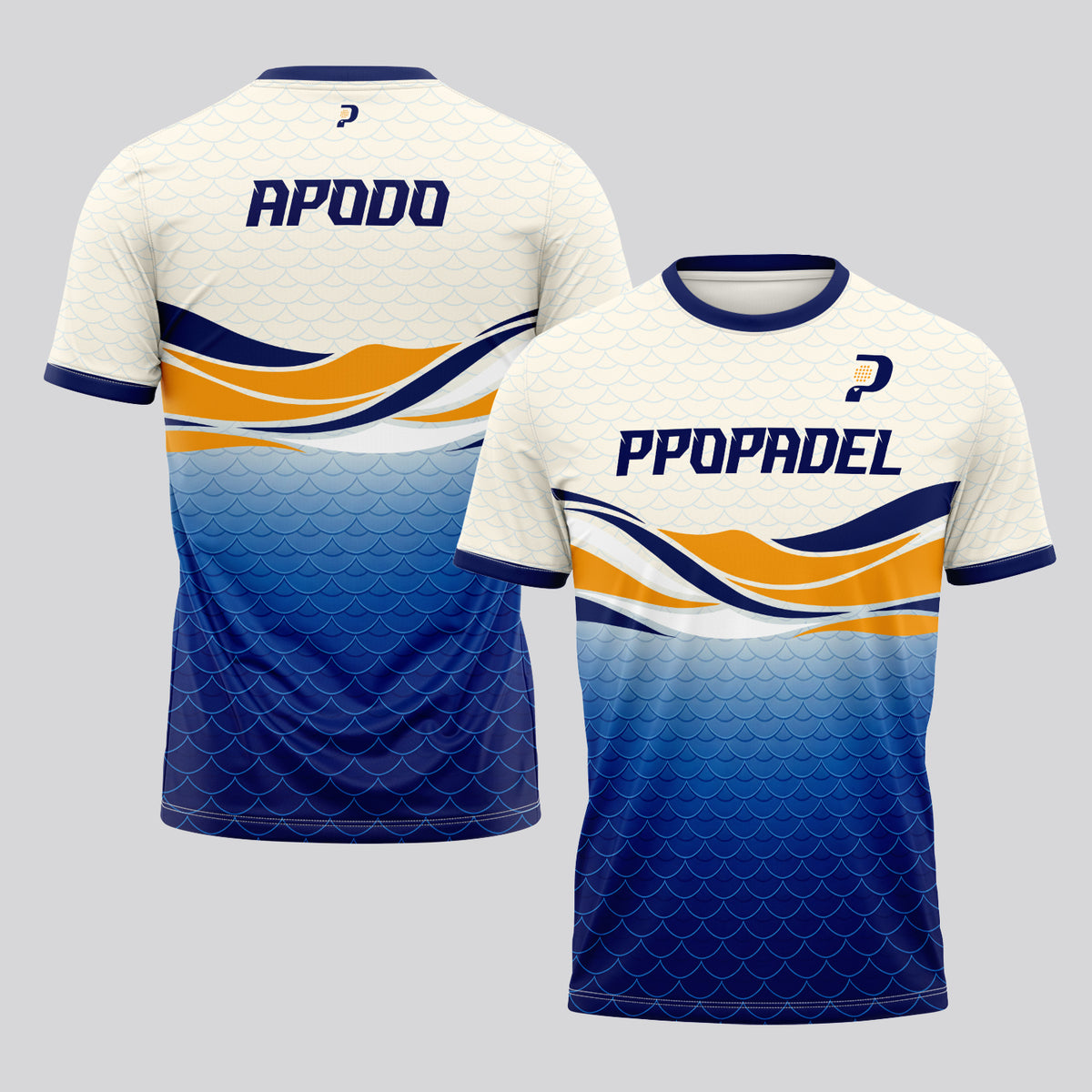 Orange Blue Waves Scales Padel T-Shirt Design