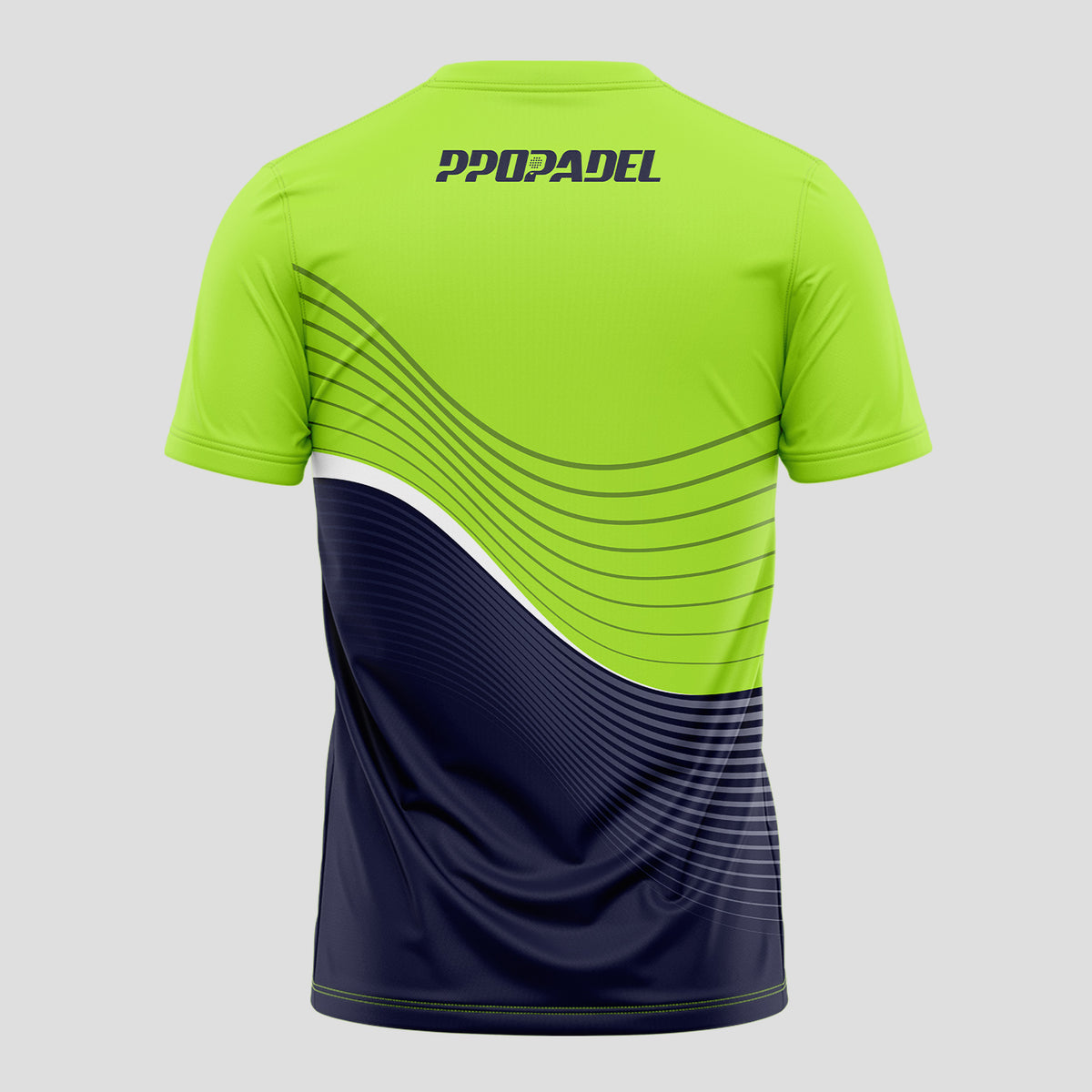 Lime Green Black Fine Wave Pattern Padel T-Shirt