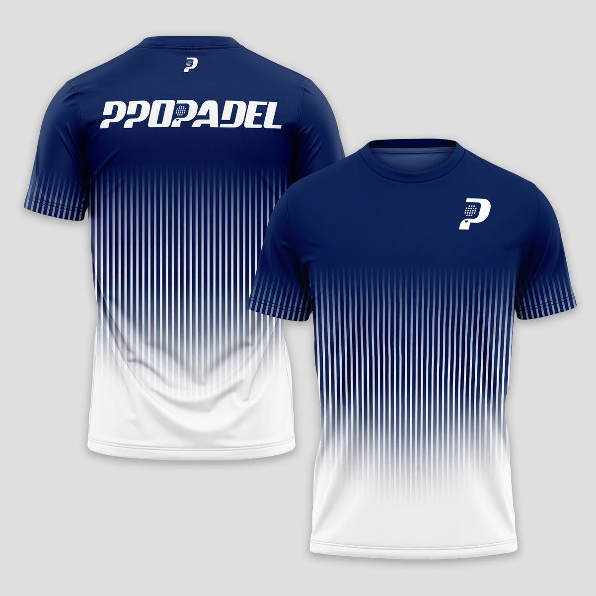 Navy Blue Padel T-Shirt With Vertical Line Gradient