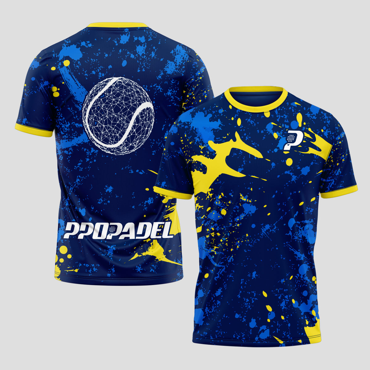 Blue And Yellow Abstract Style Padel T-Shirt