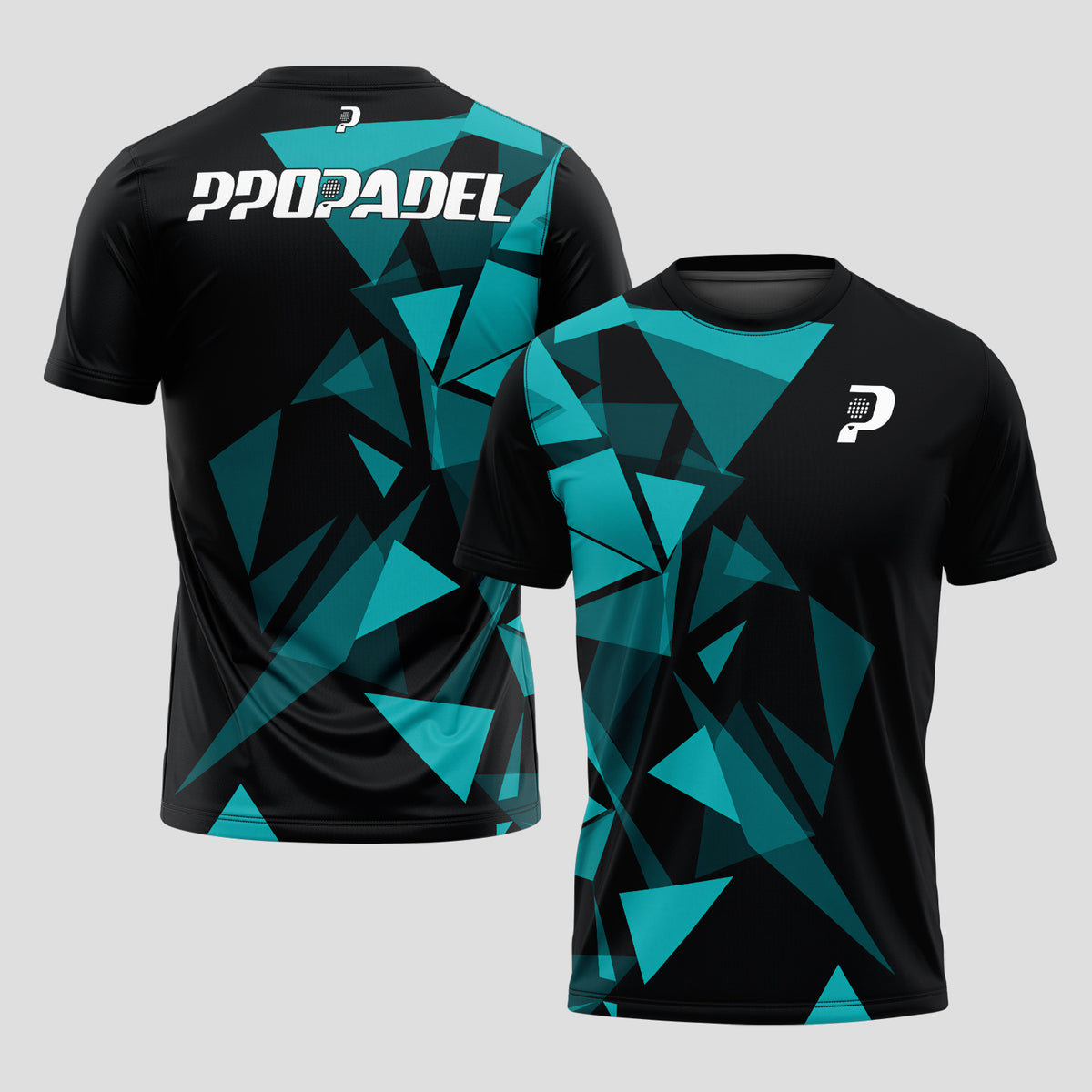 Patrón de Triángulos Teal Geométrico Camiseta de Pádel