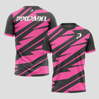 Rosa Fucsia y Negro Geométrico – Camiseta de Pádel