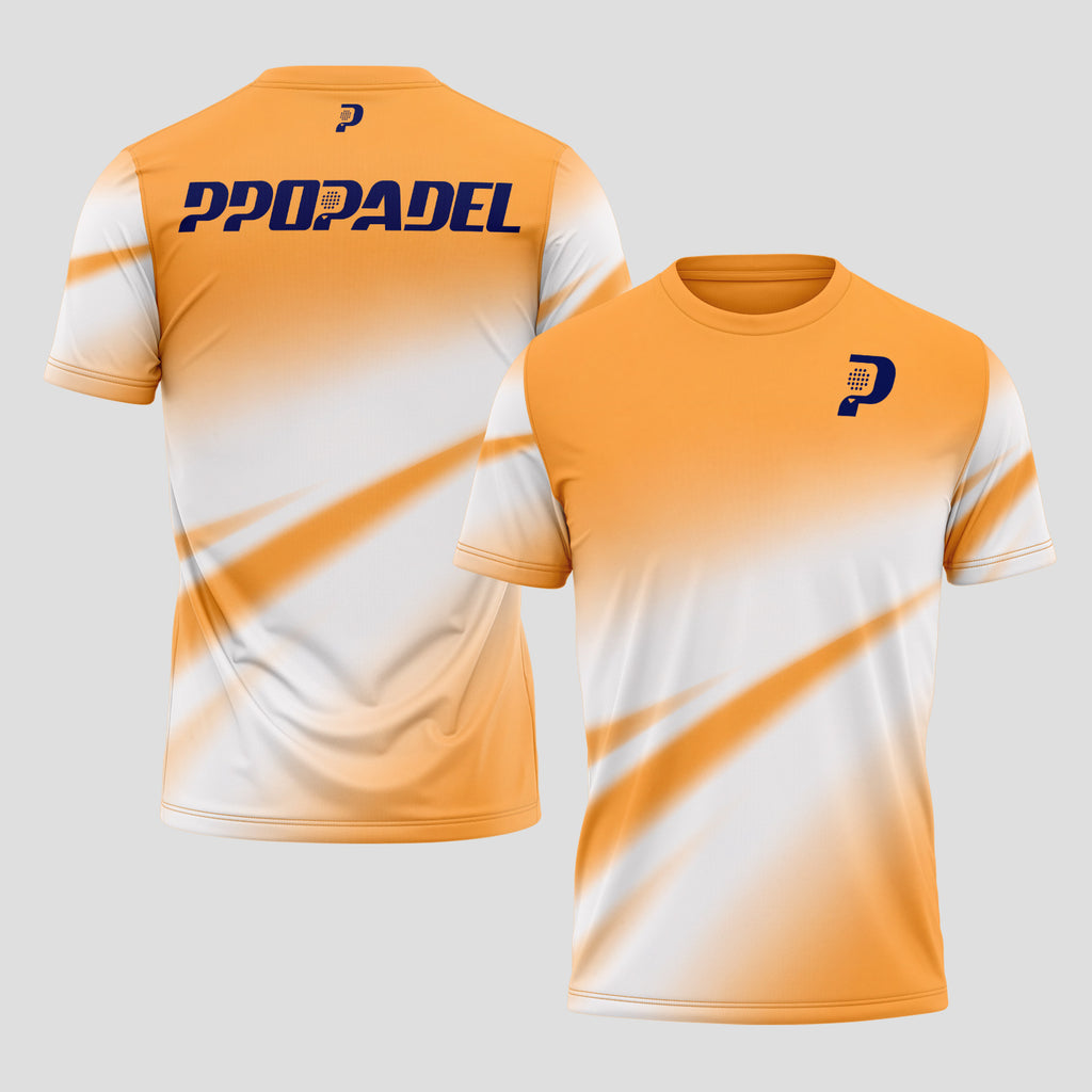 Diseño Ondas Naranja y Blanco – Camiseta de Pádel