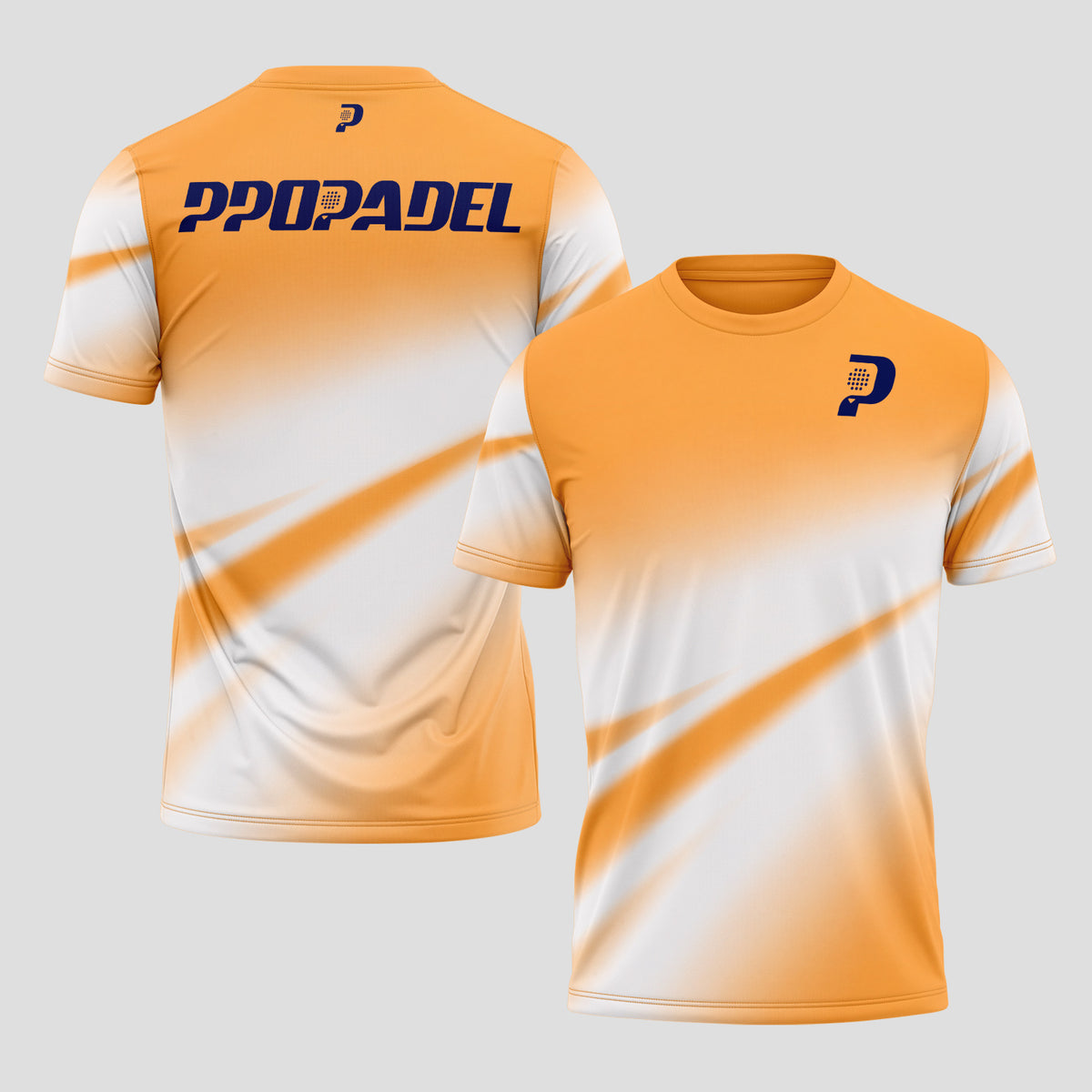 Diseño Ondas Naranja y Blanco – Camiseta de Pádel