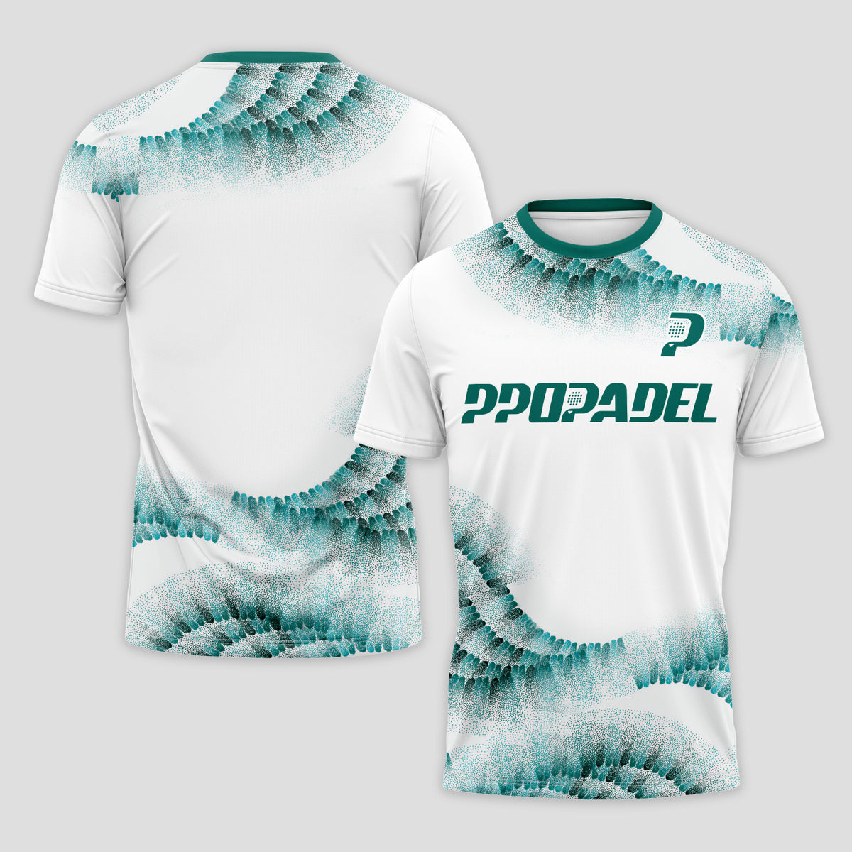 Patrón de Escamas Verde Verde Blanco Destacado Camiseta de Pádel