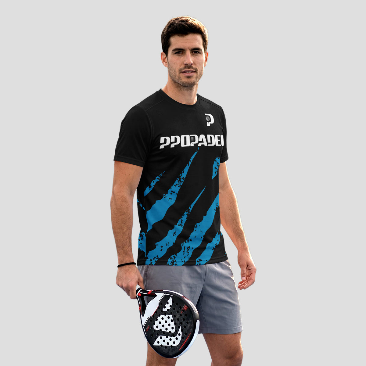 Negra Garras Azul Neón – Camiseta de Pádel