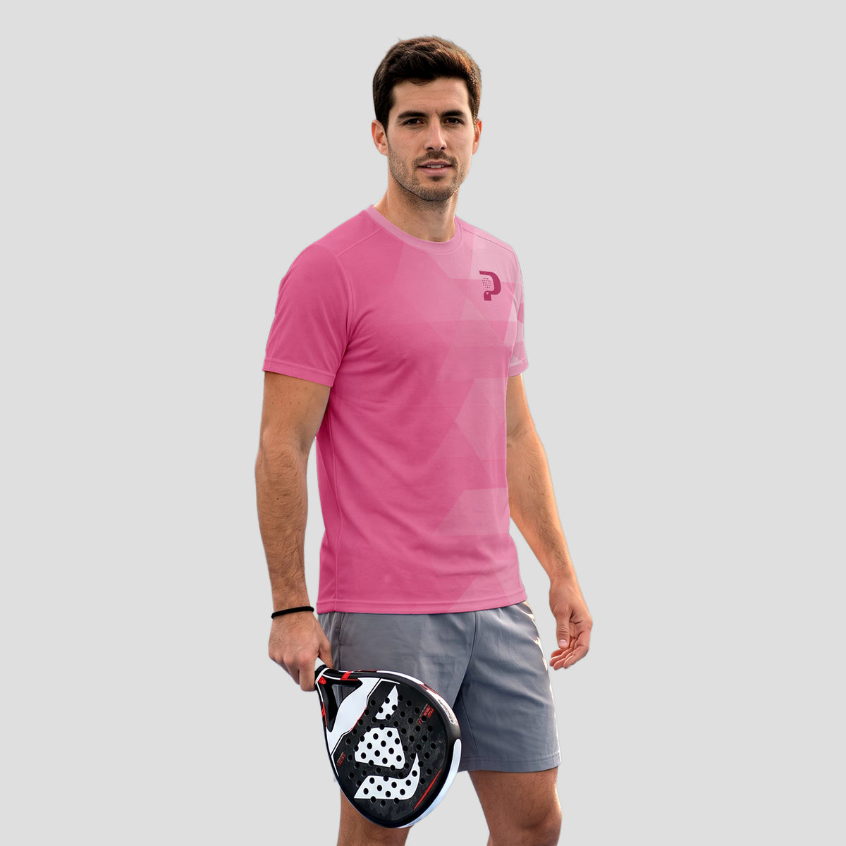 Patrón de Polígonos Rosa Magenta Camiseta de Pádel