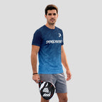 Navy Blue Padel T-Shirt With Gradient Print And Logo