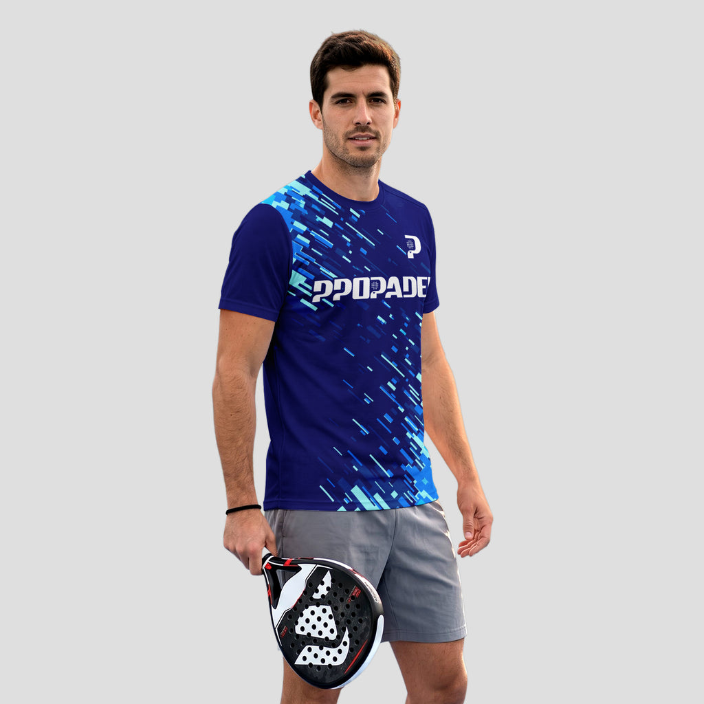 Navy Blue and Digital Sky Blue – Padel T-Shirt
