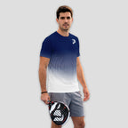 Navy Blue Padel T-Shirt With Vertical Line Gradient