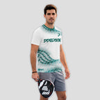 Green Scale Pattern White Feature Padel T-Shirt