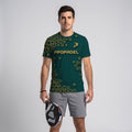 Verde Con Estampado Geométrico Dorado Camiseta De Pádel