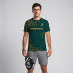 Verde Con Estampado Geométrico Dorado Camiseta De Pádel