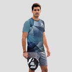 Patrón de Polígonos Azul Gris Camiseta de Pádel