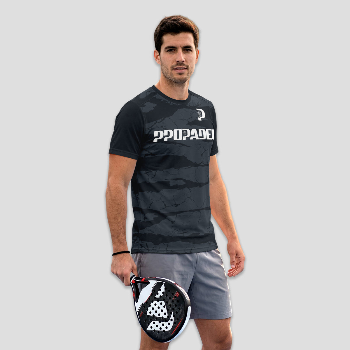 Dark Grey and Black Camouflage – Padel T-Shirt