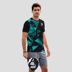 Patrón de Triángulos Teal Geométrico Camiseta de Pádel