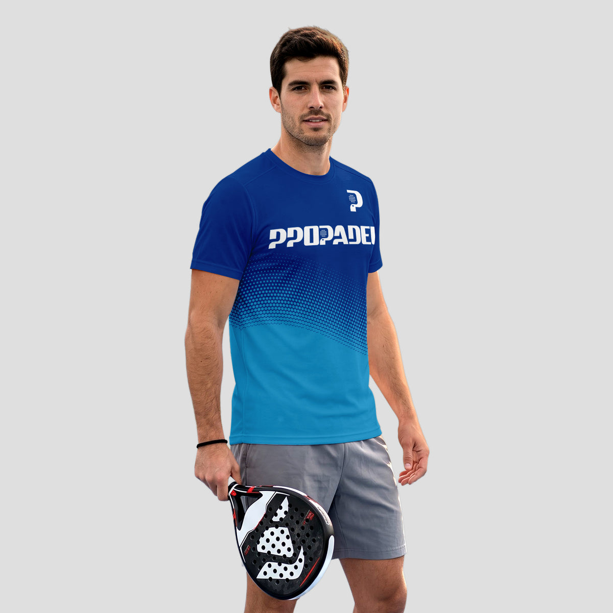Degradé Blue Halftone Print – Padel T-Shirt