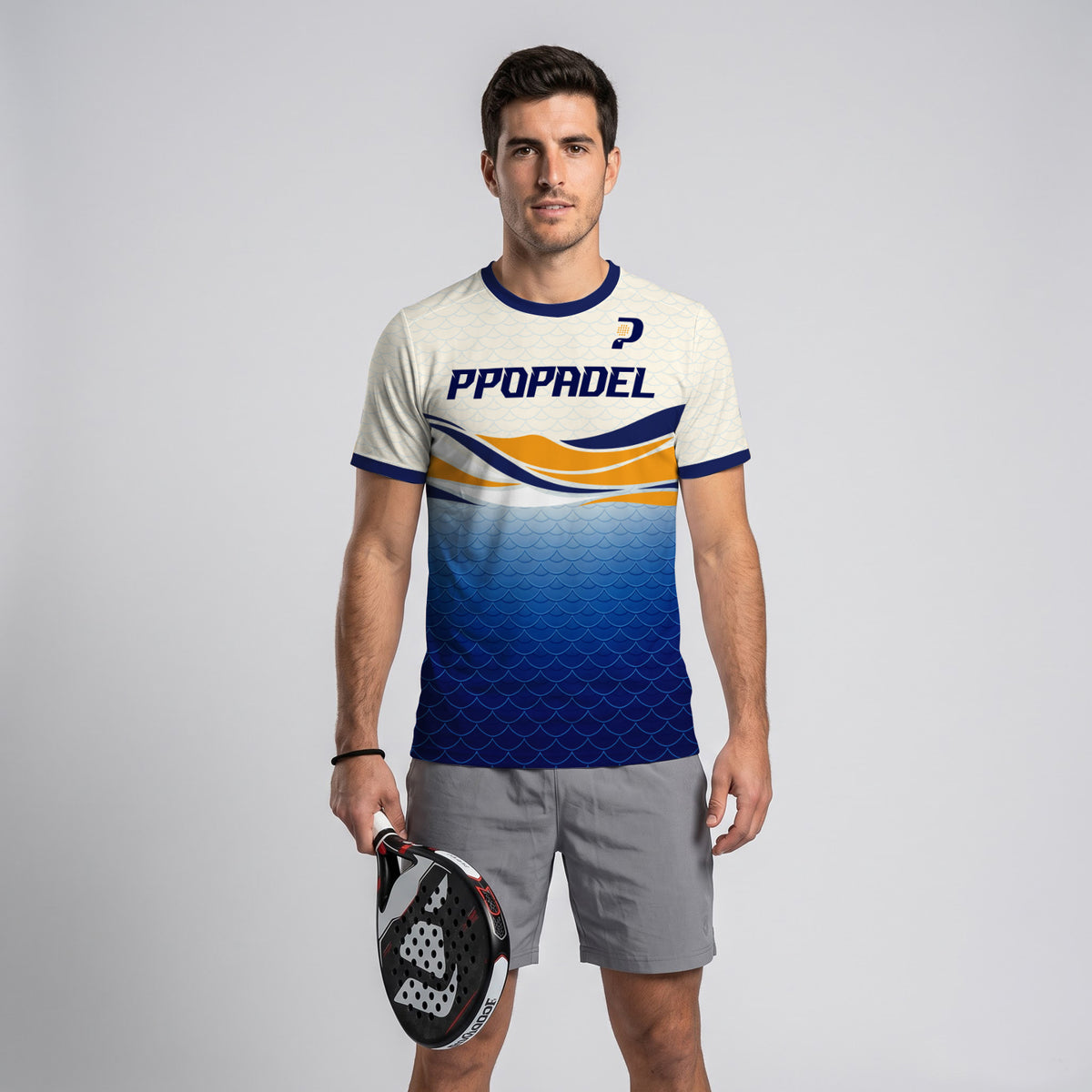 Orange Blue Waves Scales Padel T-Shirt Design