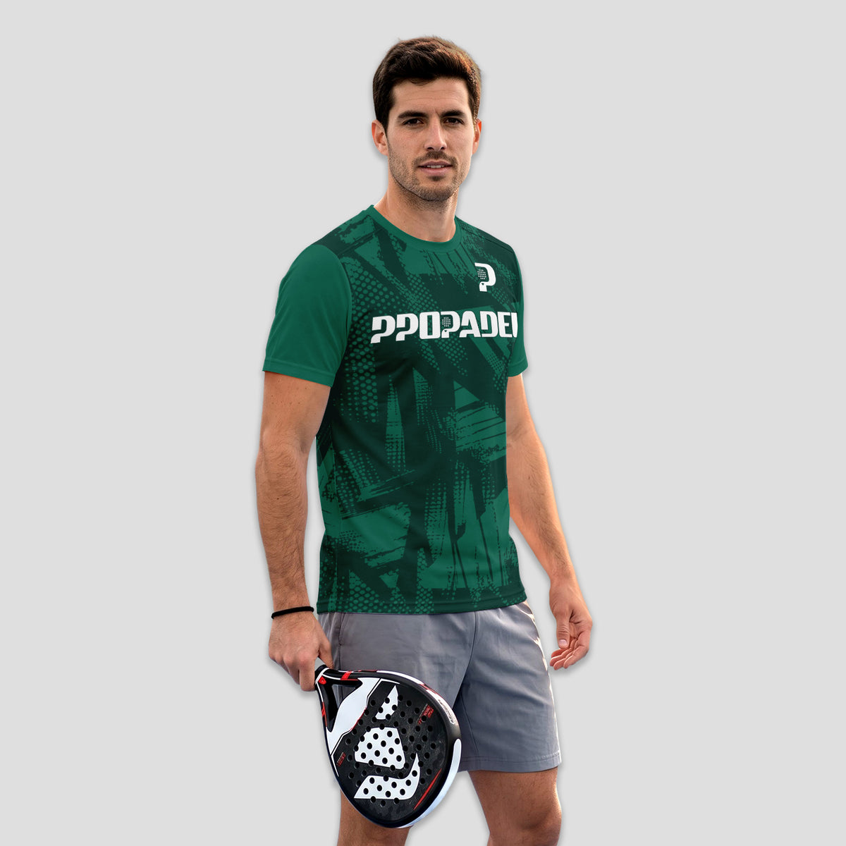 Verde Oscuro Pinceladas Abstractas – Camiseta de Pádel