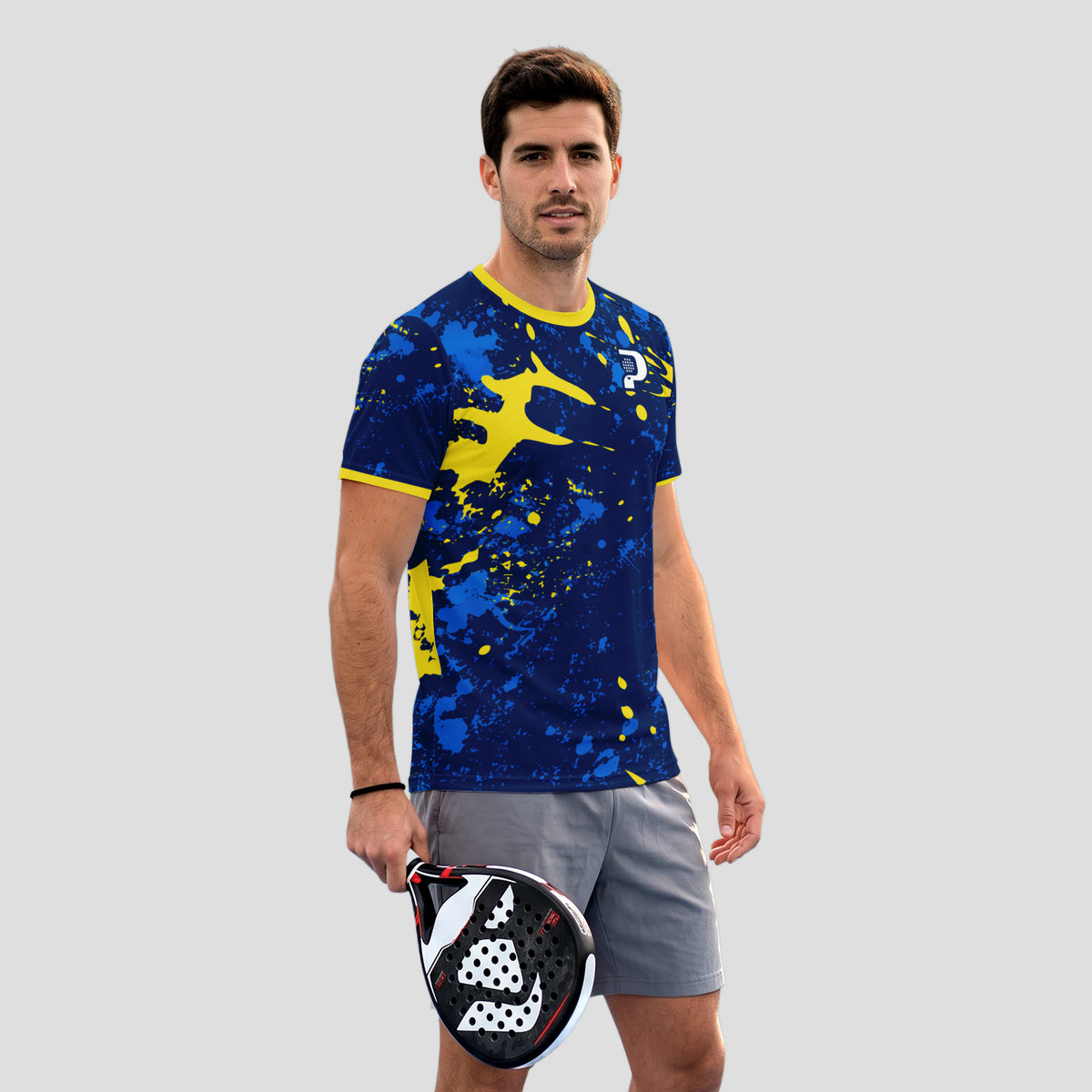 Blue And Yellow Abstract Style Padel T-Shirt