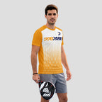 Patrón de Red Hexagonal Amarillo Blanco Destacado Camiseta de Pádel