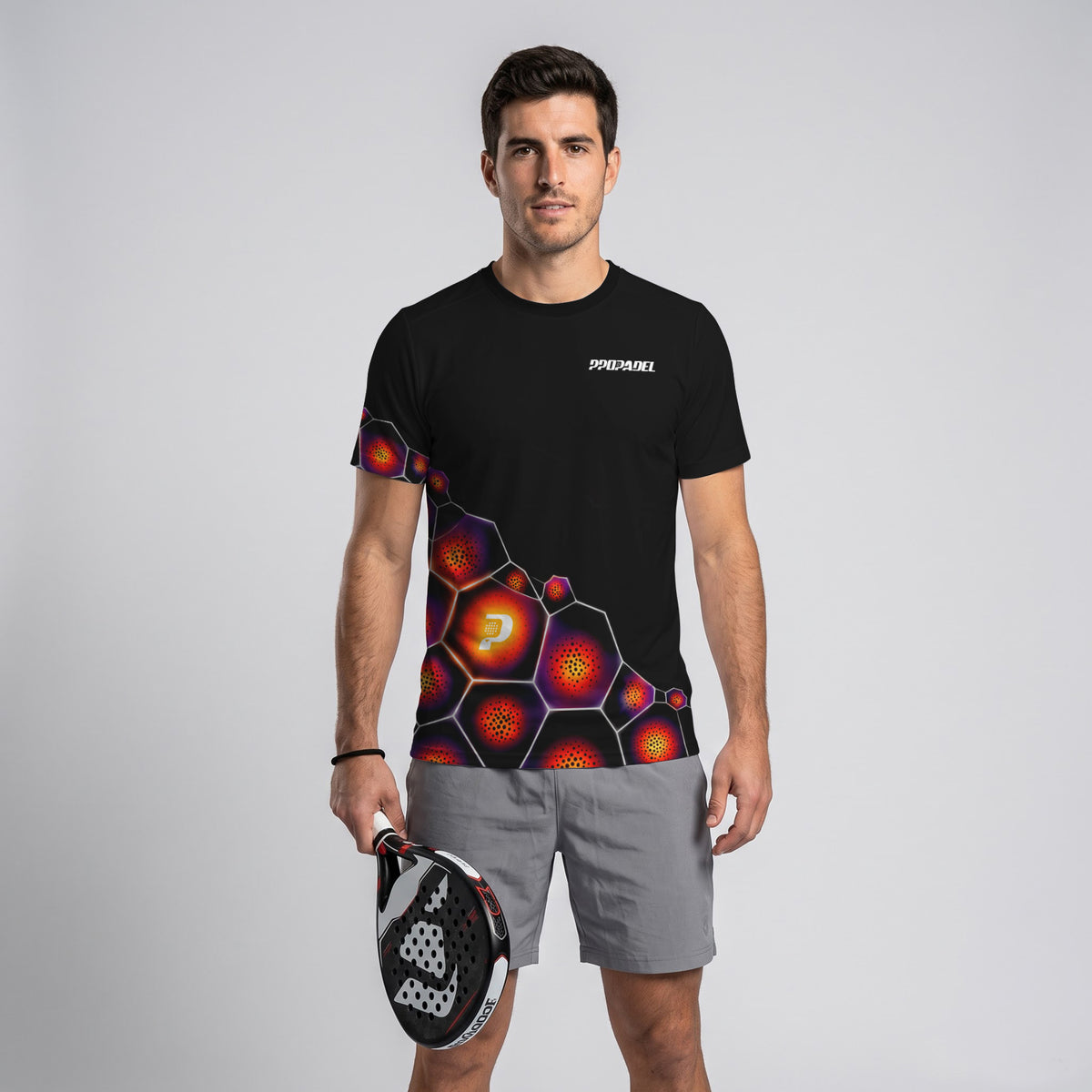 Design Phrase Padel Printed Sleeves Orange Padel T-Shirt