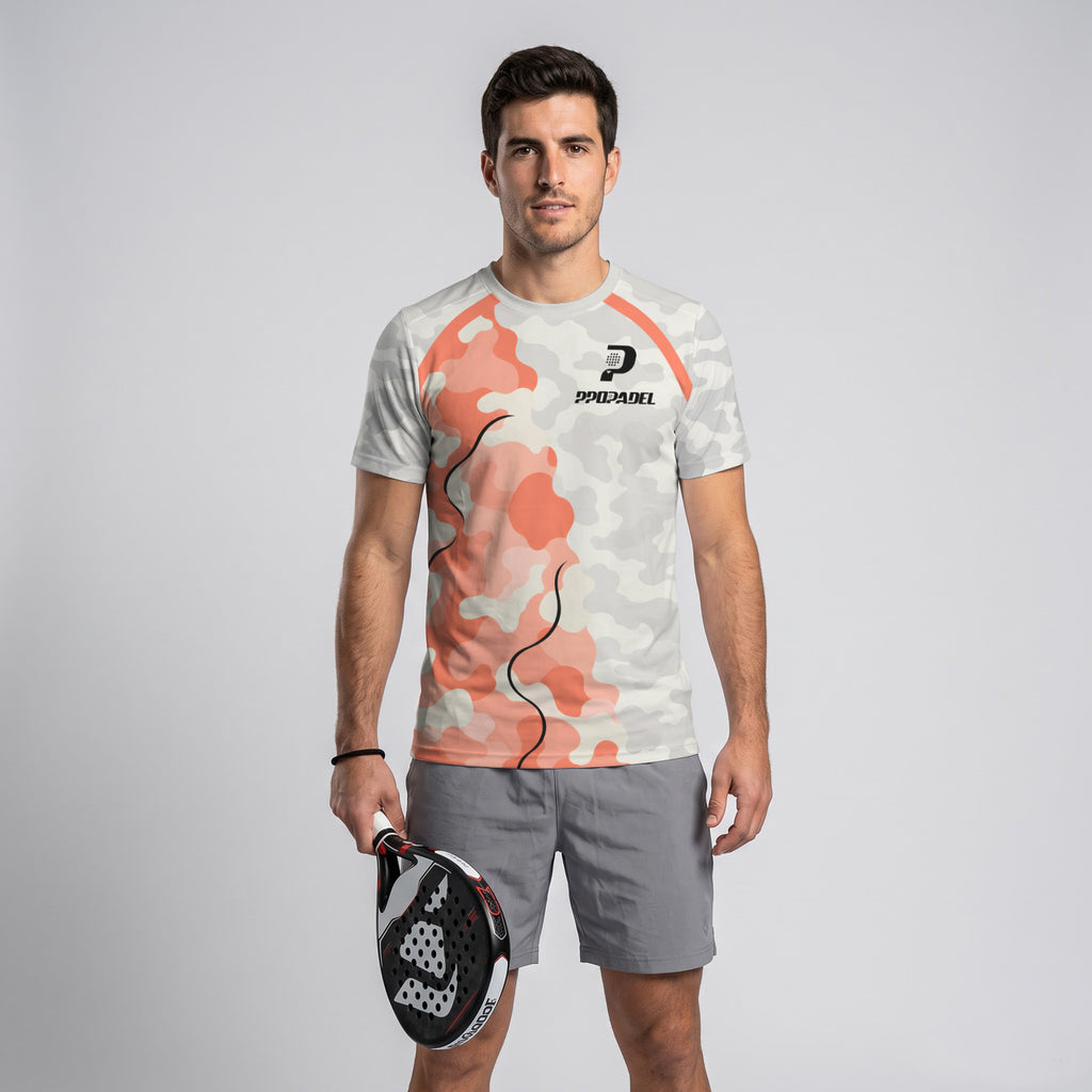 Design Phrase Padel Printed Sleeves Orange Padel T-Shirt