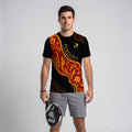 Baroque Design with Golden Leaves and Black Background Padel T-Shirt