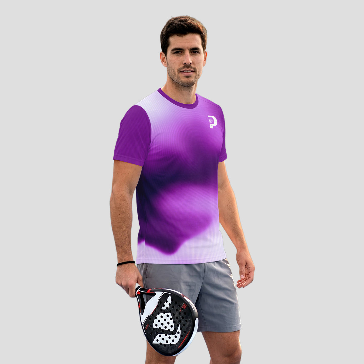 Patrón Degradado Difuminado Violeta Blanco Camiseta de Pádel