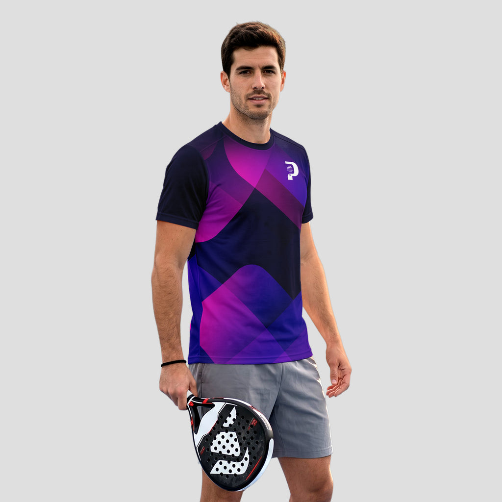 Patrón De Bloques Geométricos Violeta Rosa Camiseta De Pádel